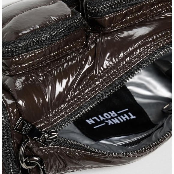 THINK ROYLN Glossy Dark Brown Shoulder Bag. NWOT - Picture 4 of 4